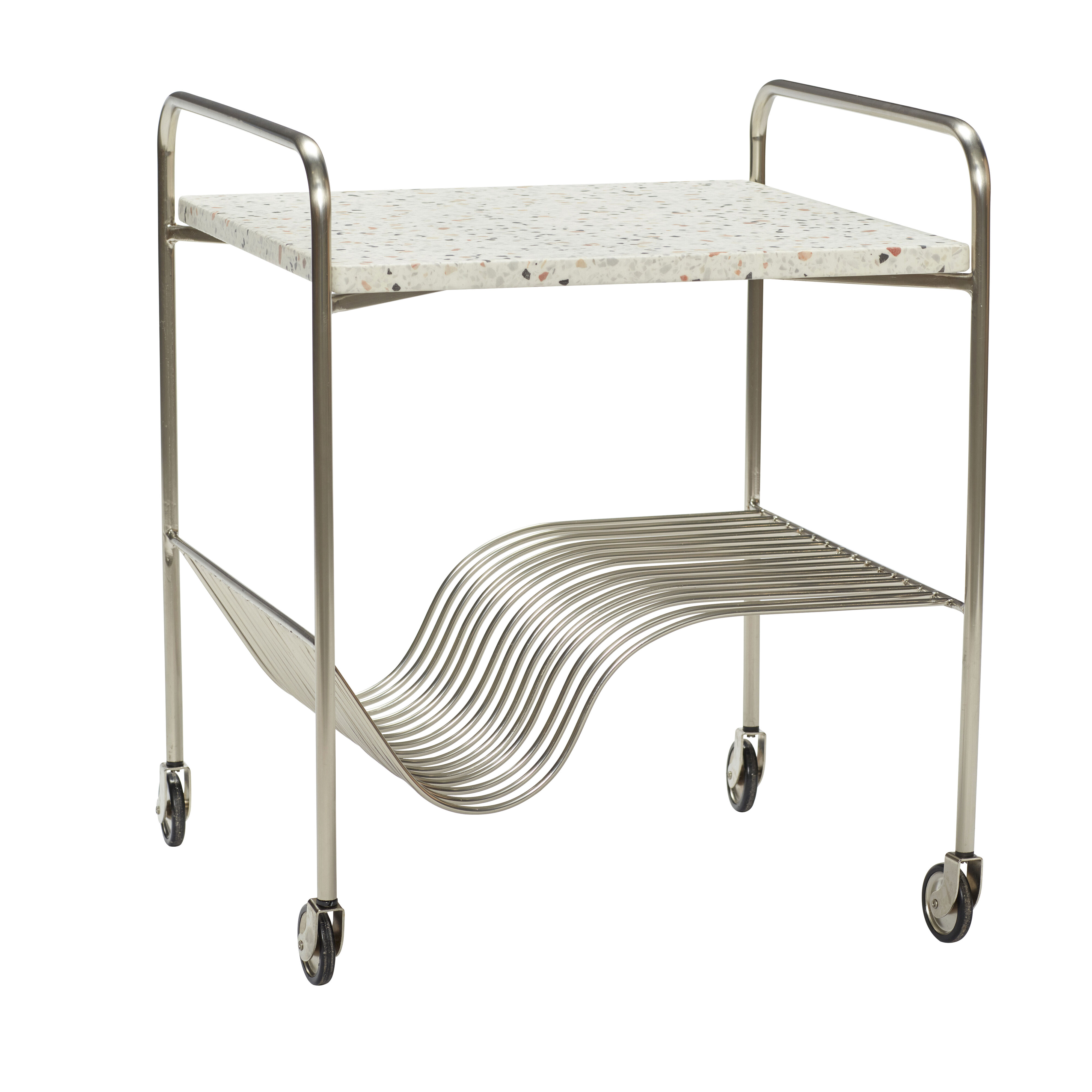 Hübsch Wave Servierwagen Terrazzo/Nickel