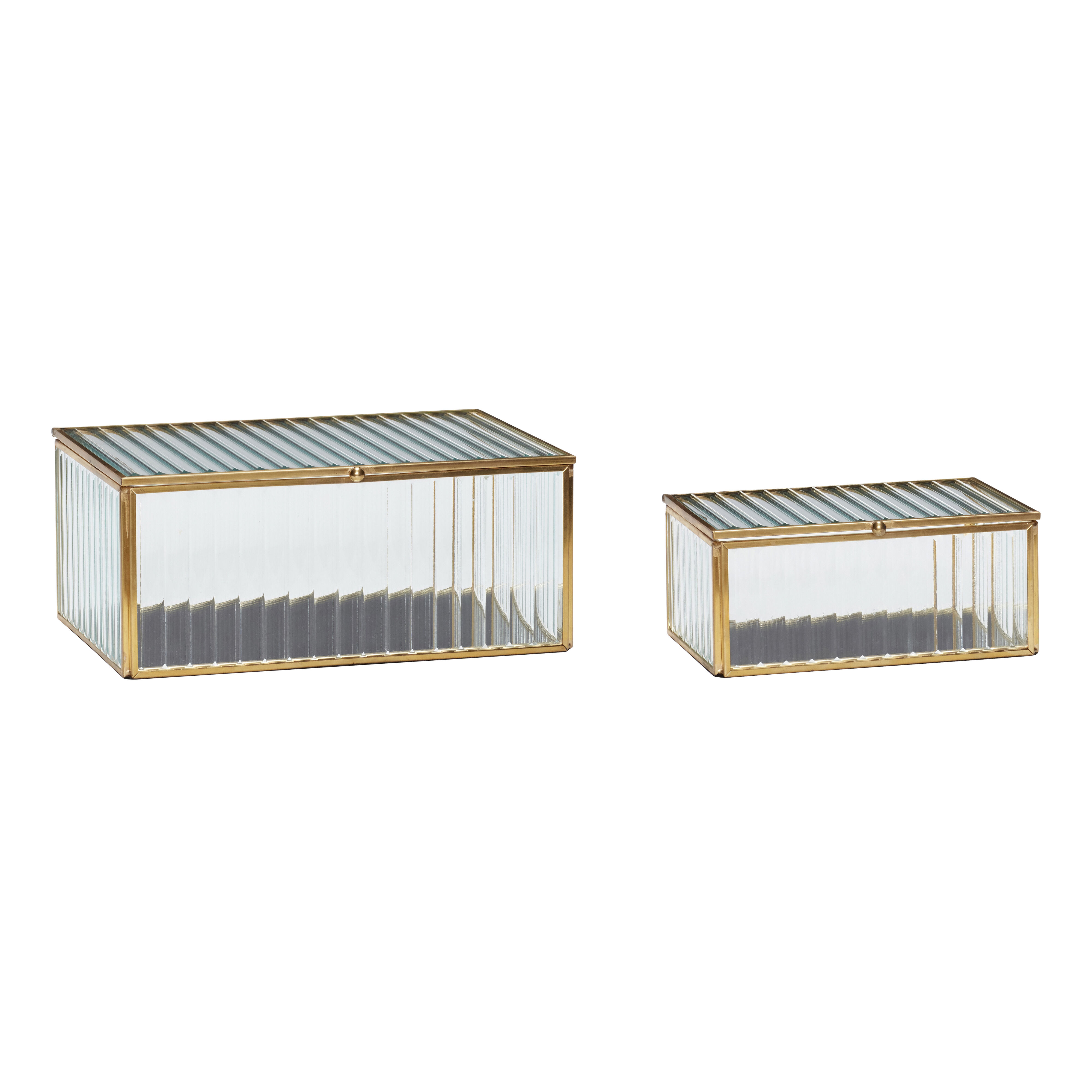 Hübsch Ripple Glasboxen Messingfarben (2er Set)