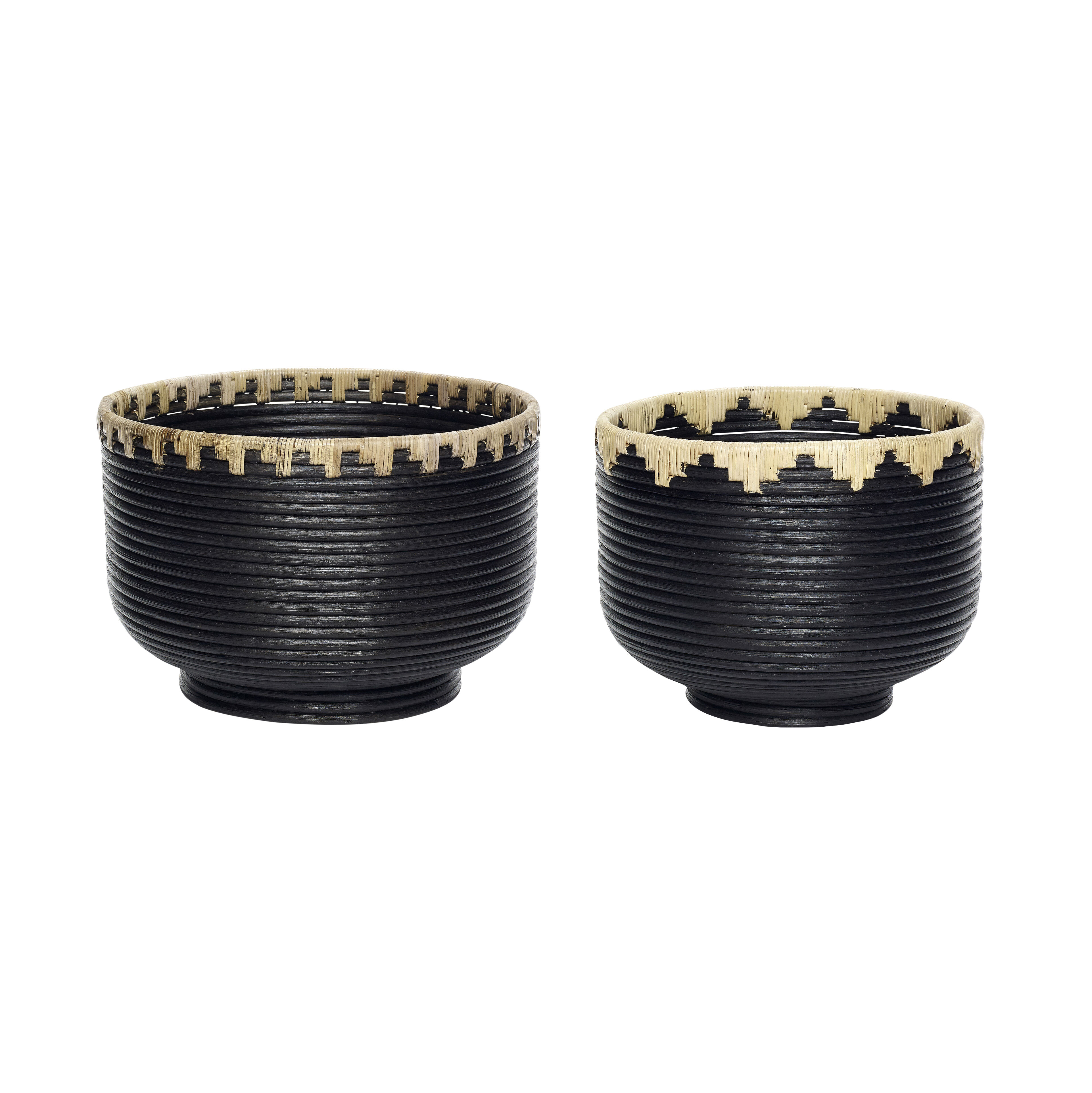 Hübsch Blackie Körbe Schwarz/Naturfarben (2er Set)