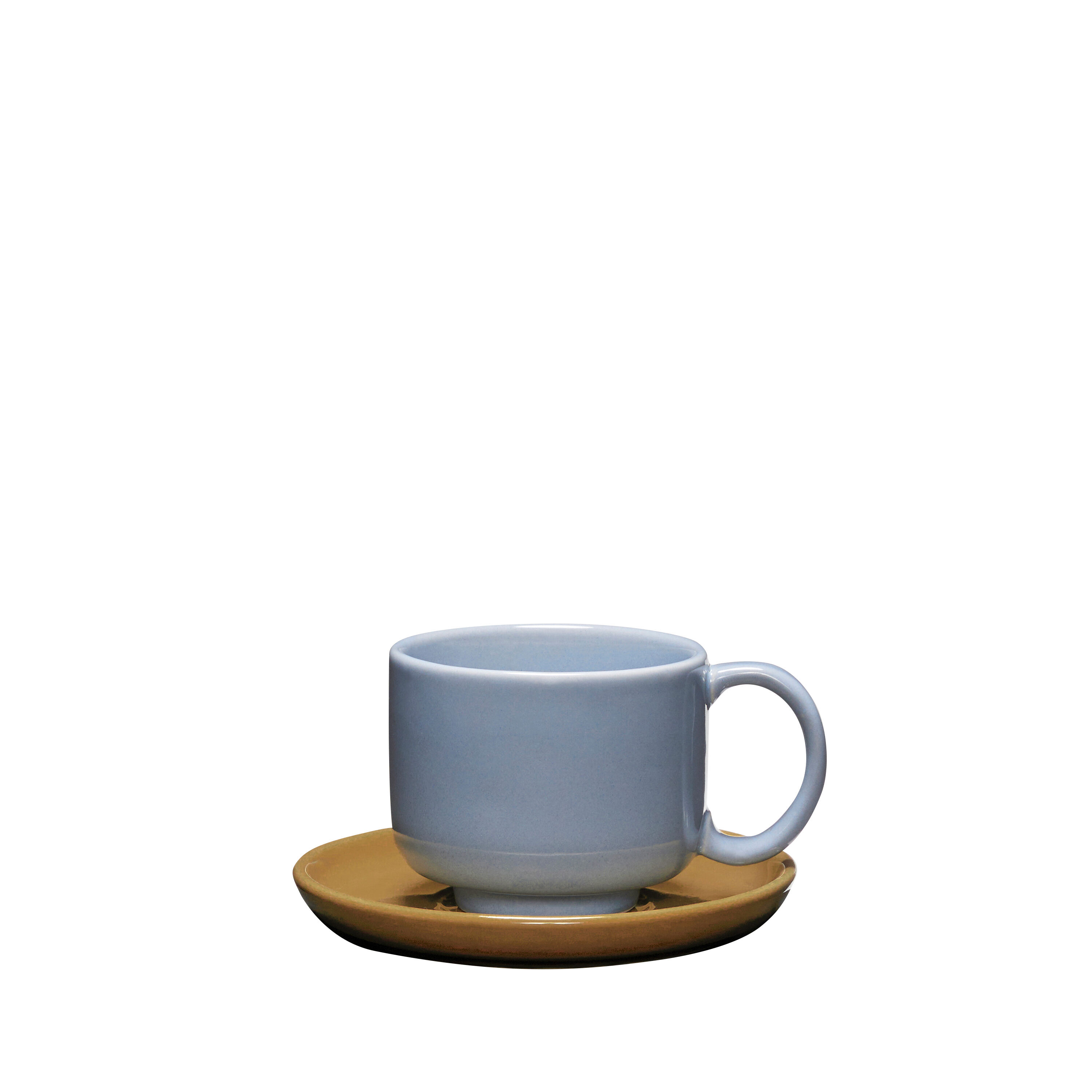 Hübsch Amare Tasse/Untersetzer Hellblau/Braun