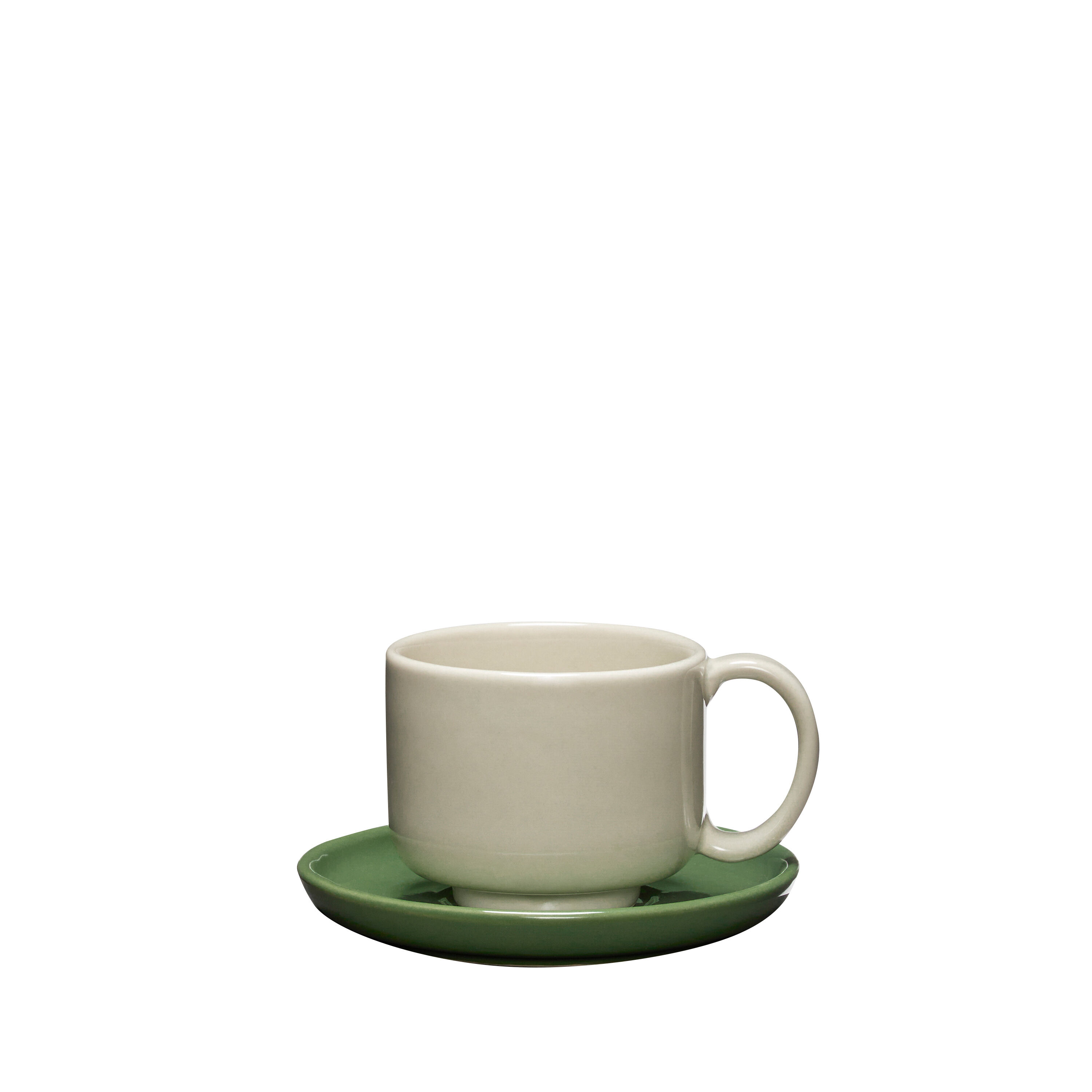 Hübsch Amare Tasse/Untersetzer Sandfarben/Grün