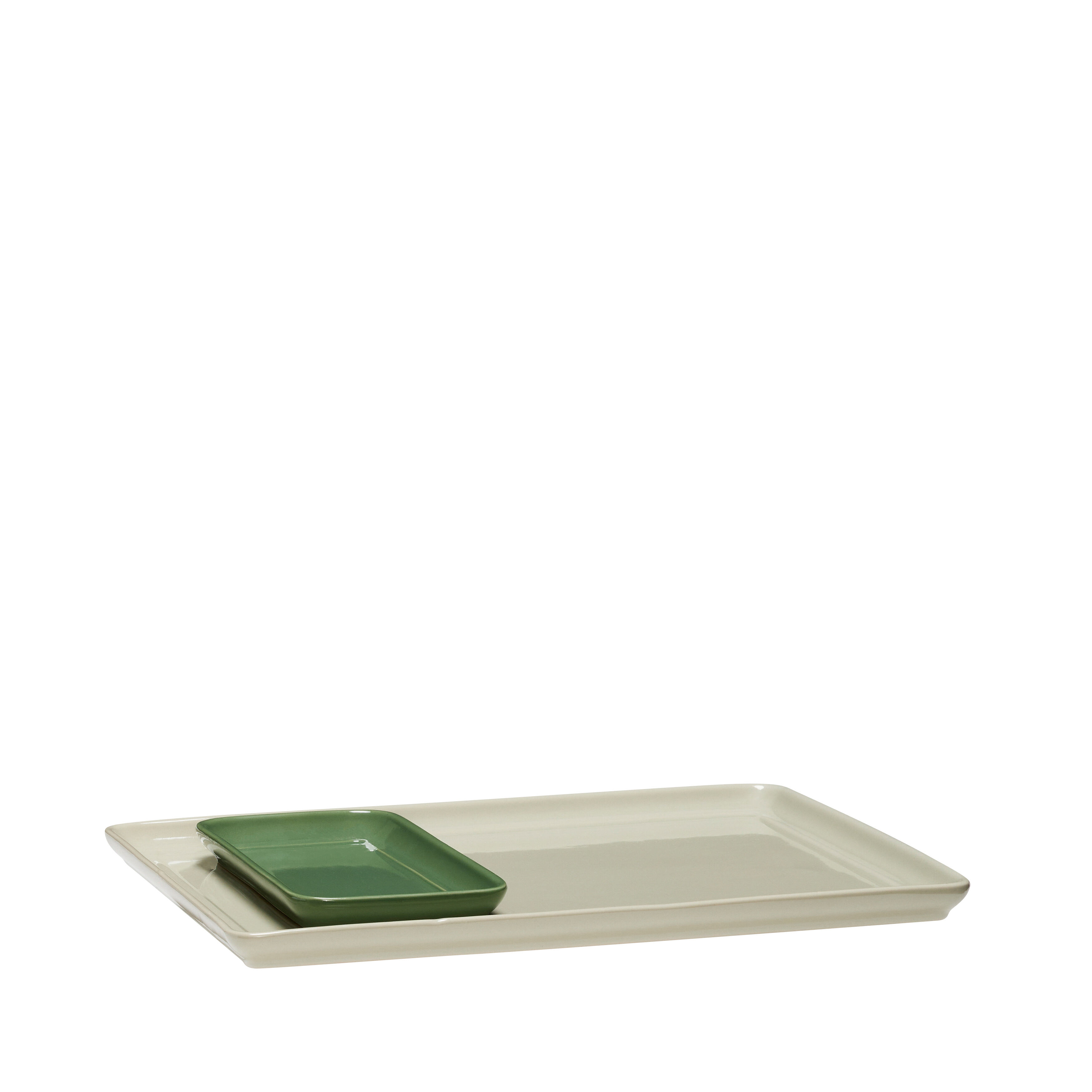 Hübsch Amare Tablett Sandfarben/Grün (2er Set)