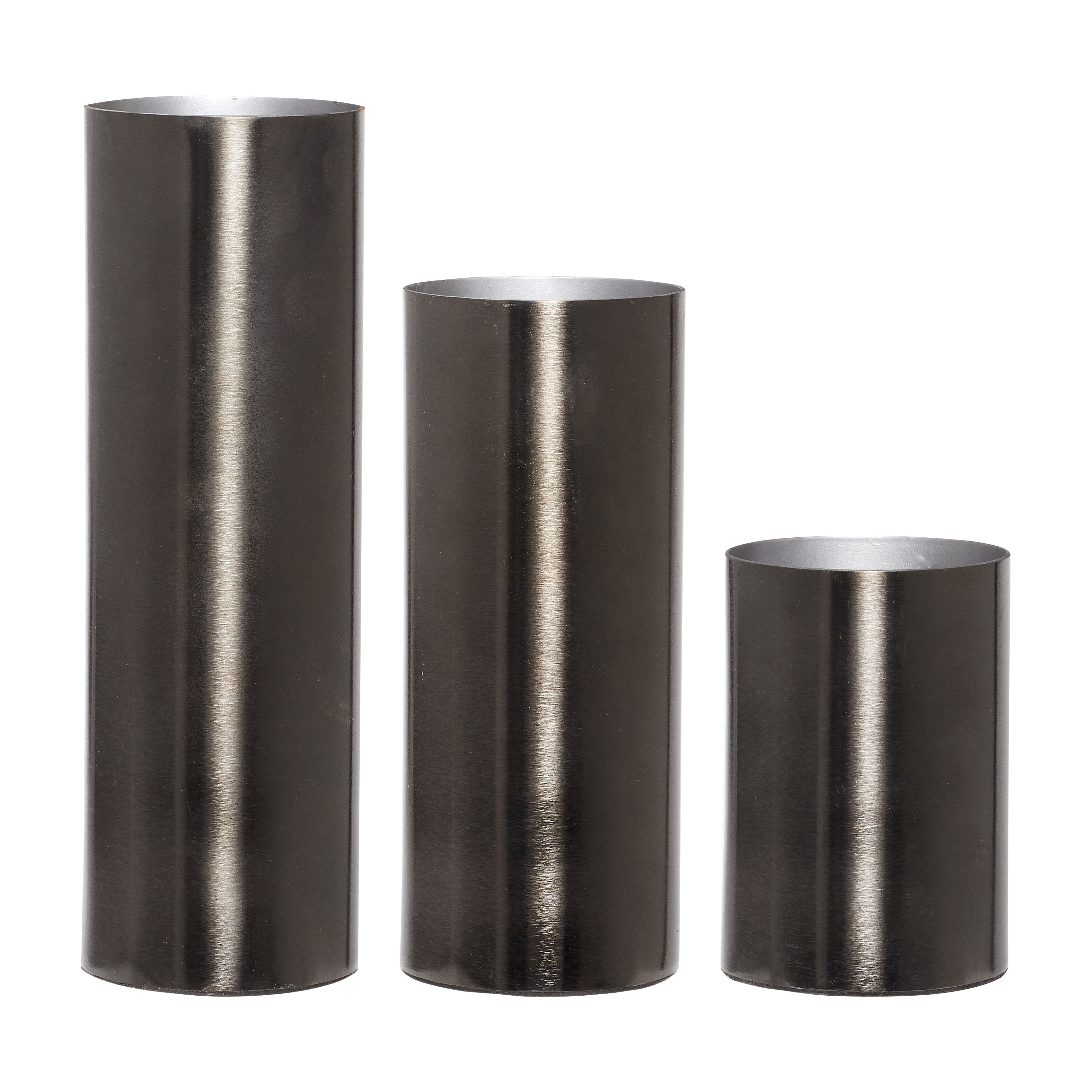 Hübsch Gleaming Vase Grå (sæt af 3)