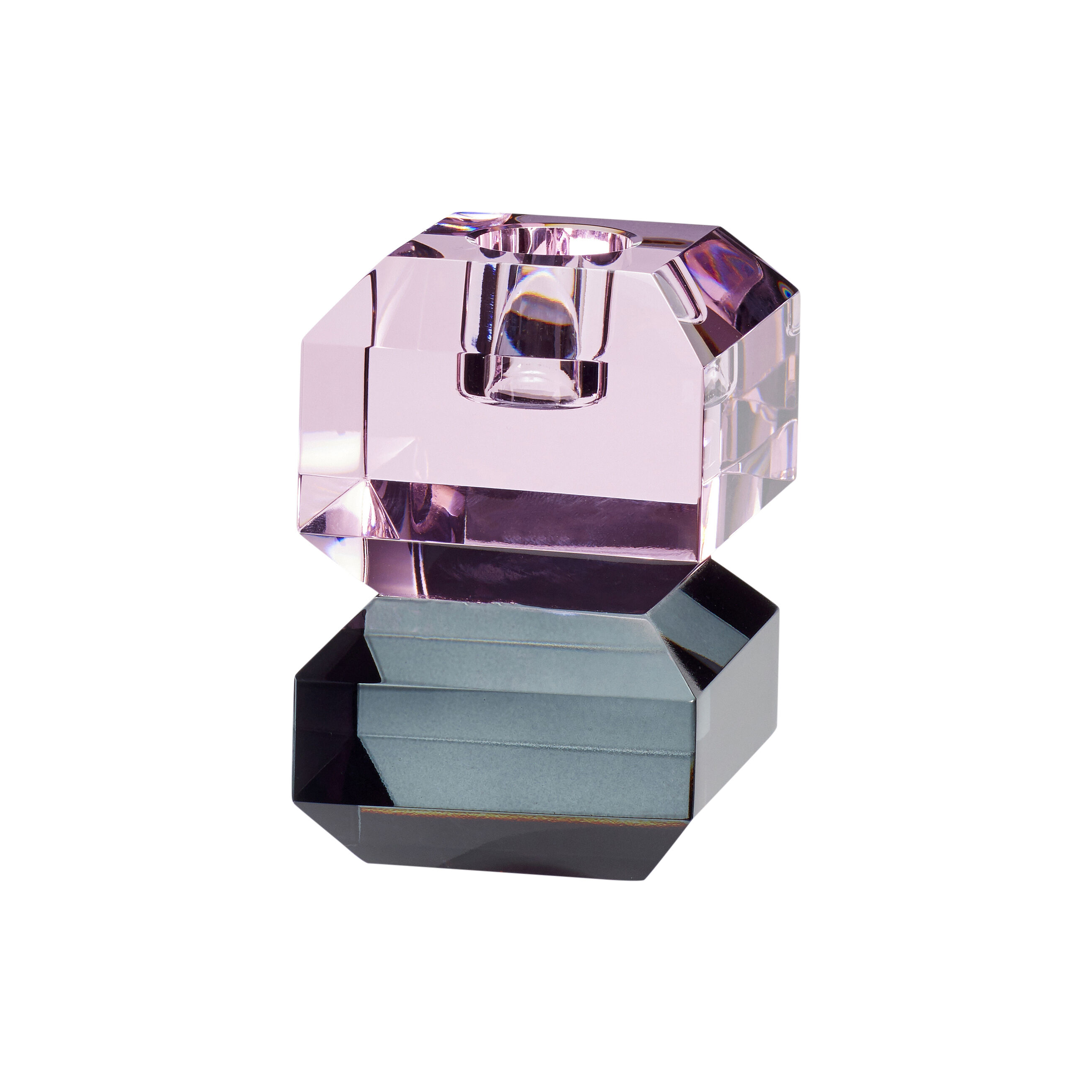 Hübsch Gem Kerzenhalter Small Grau/Rosa