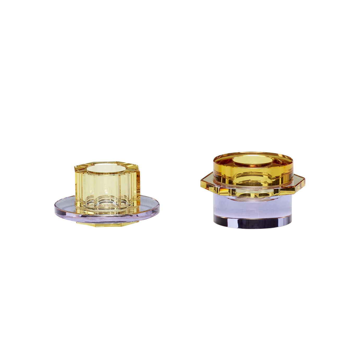 Hübsch Kiosk Kerzenständer Gelb/Lila (2er Set)