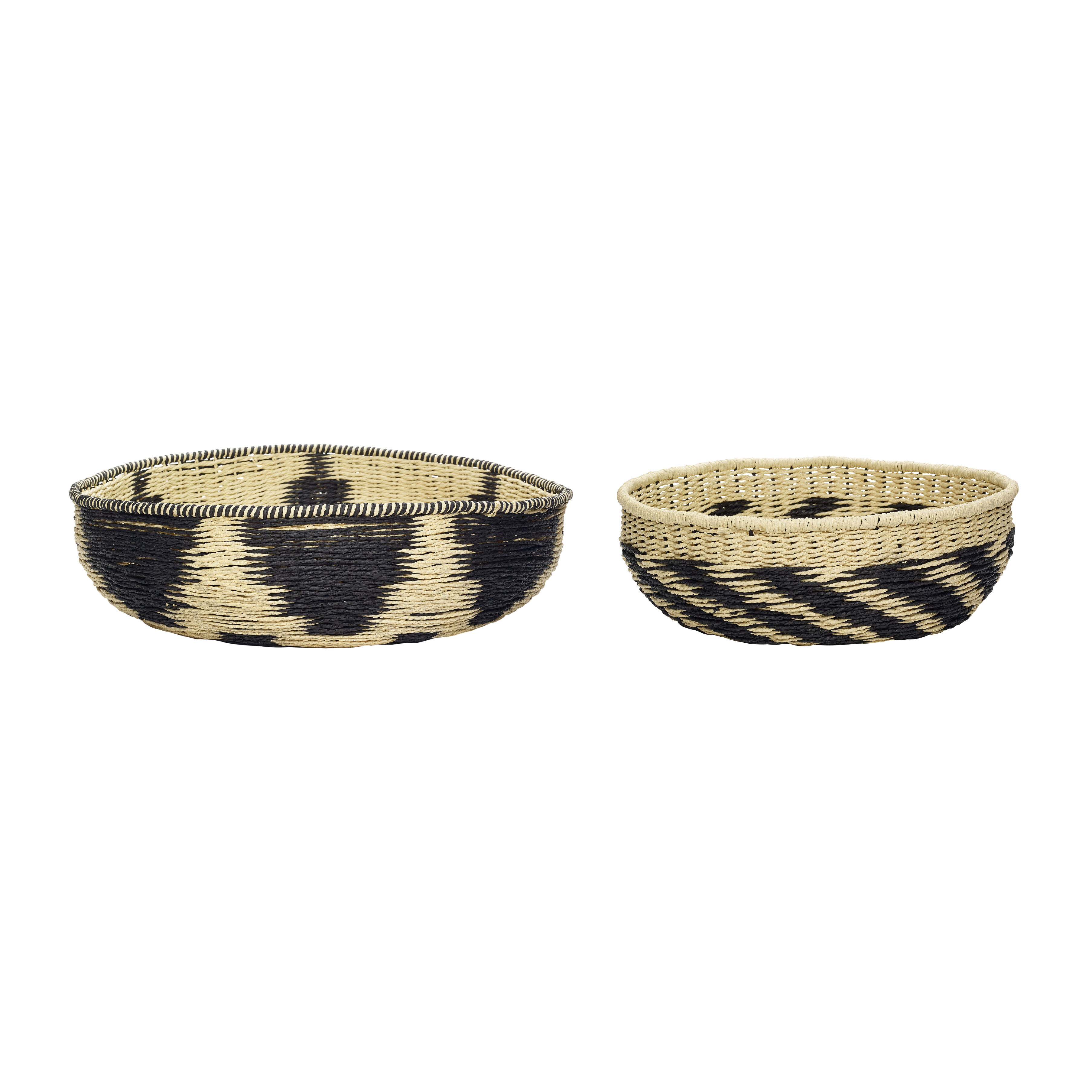 Hübsch Current Körbe Schwarz/Naturfarben (2er Set)
