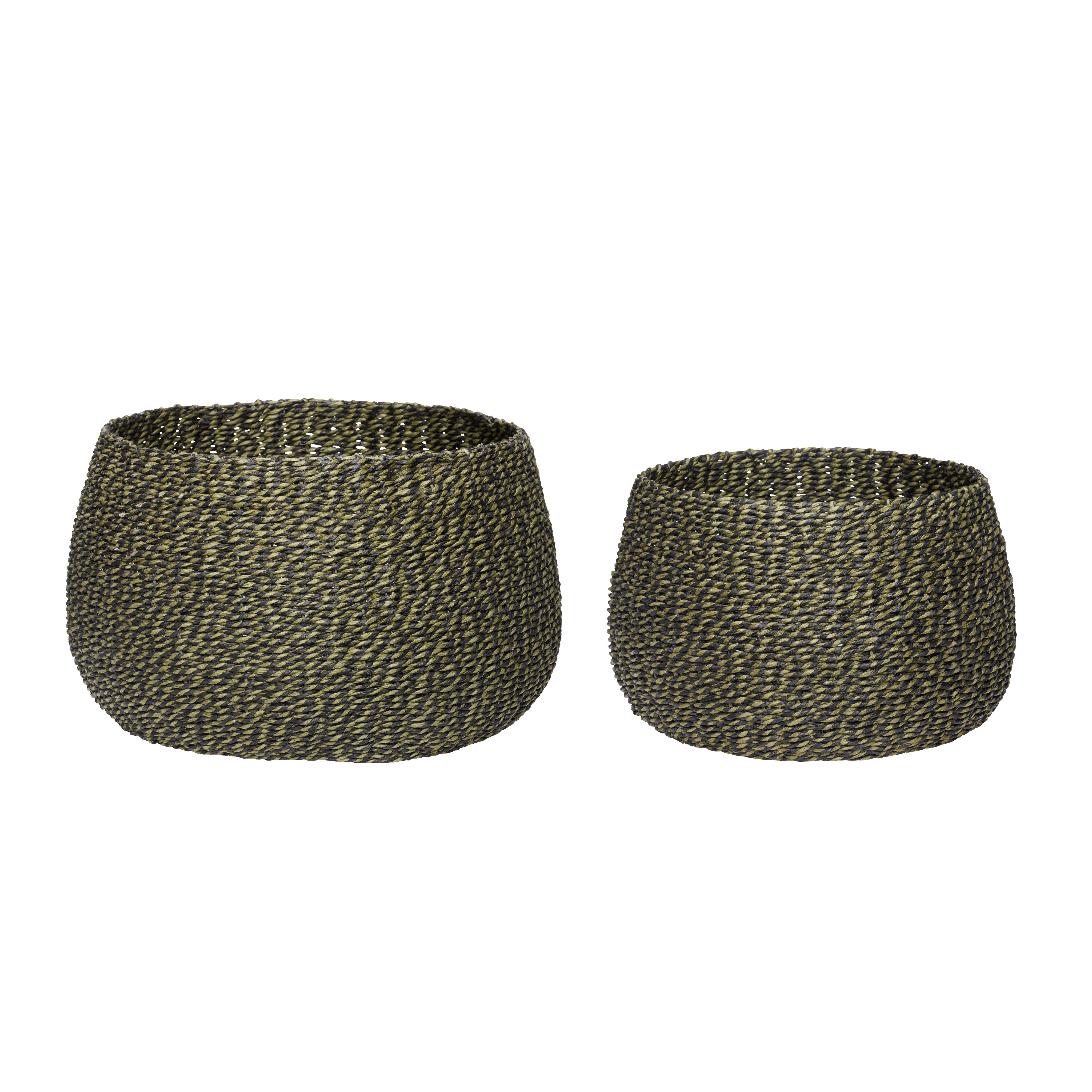 Hübsch Eyrie Körbe Grün/Schwarz (2er Set)
