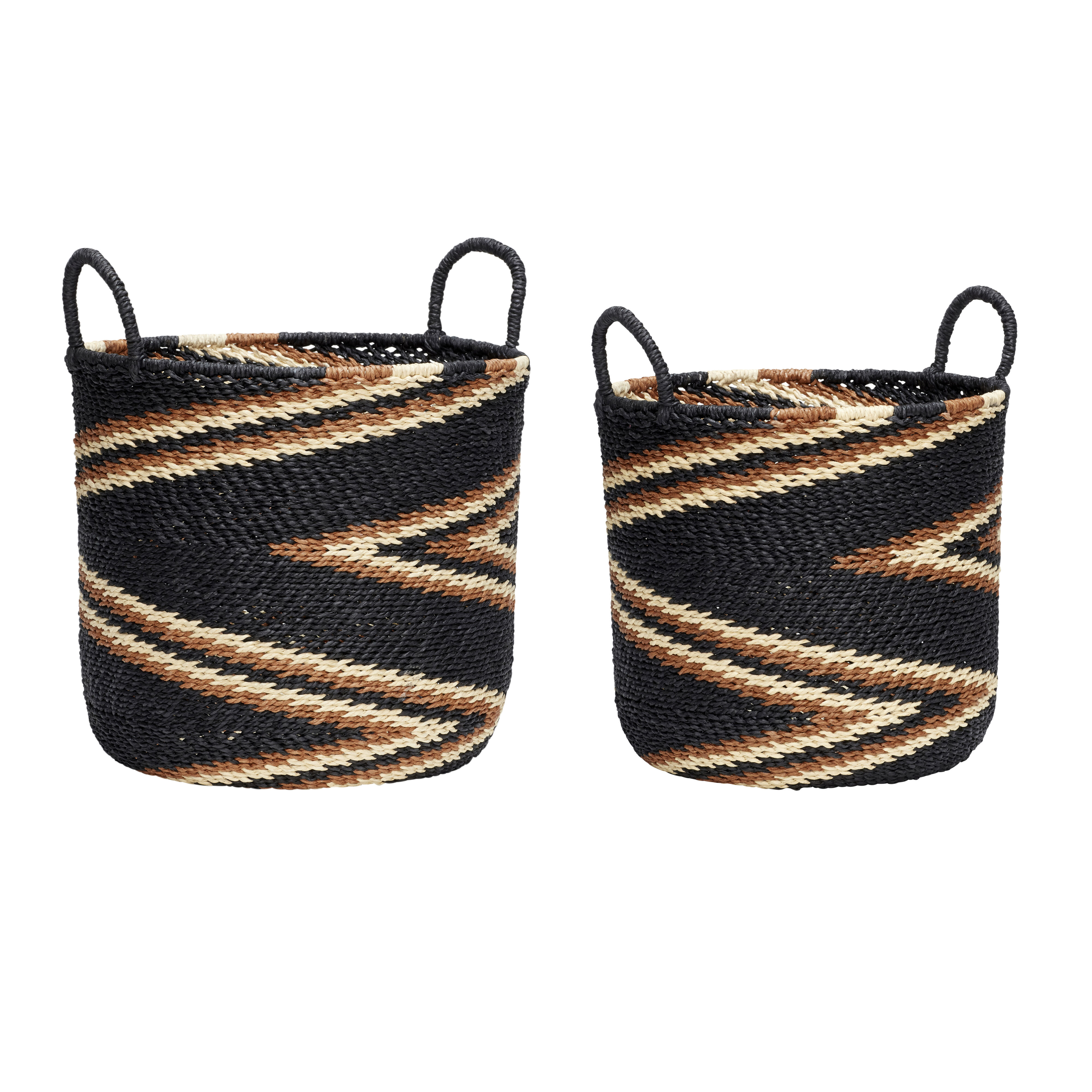Hübsch Zigzag Körbe Schwarz (2er Set)