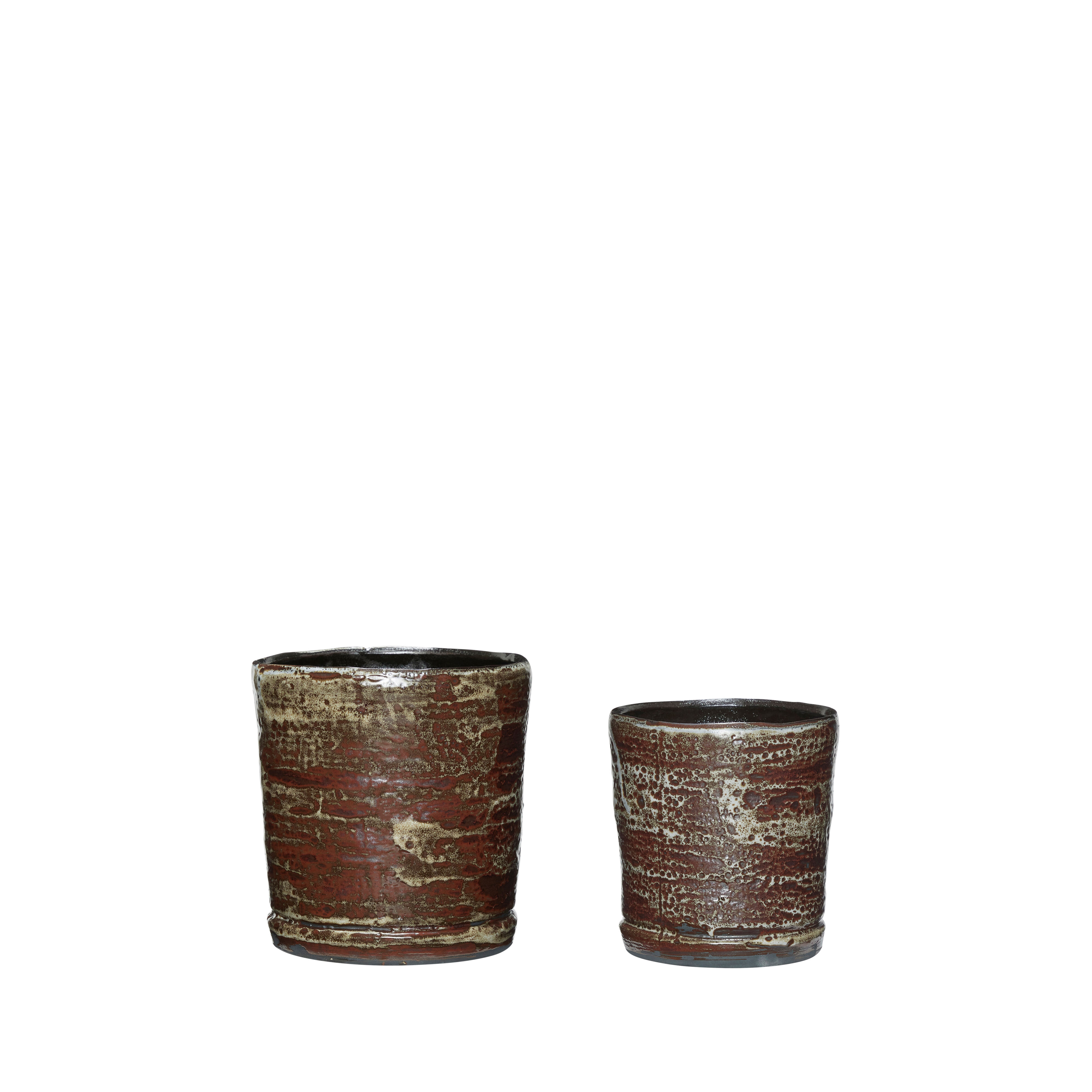 Hübsch Fossil Töpfe Braun (2er Set)