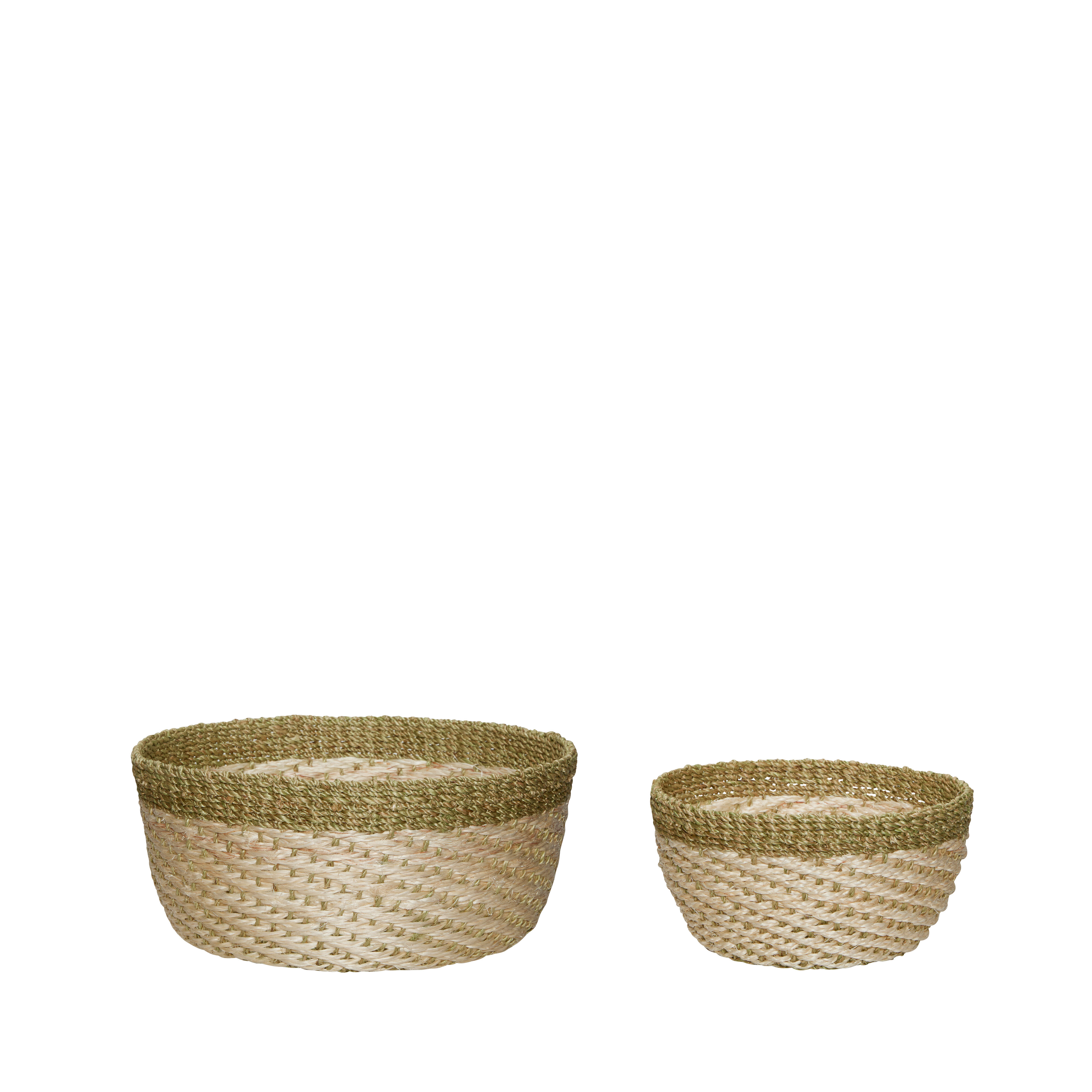 Hübsch Palm Körbe Naturfarben/Hellgrün (2er Set)