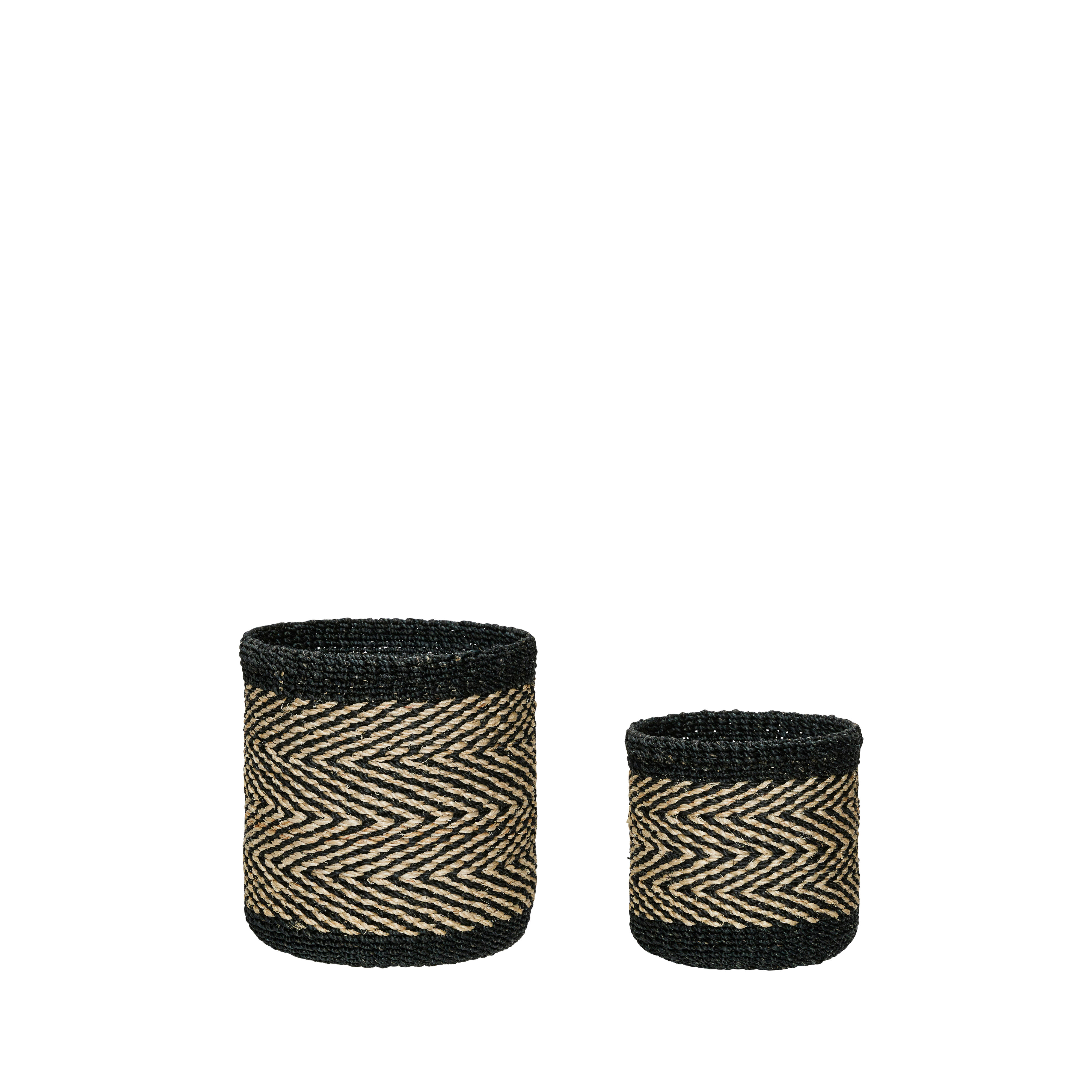 Hübsch Criss Cross Körbe Schwarz/Naturfarben (2er Set)