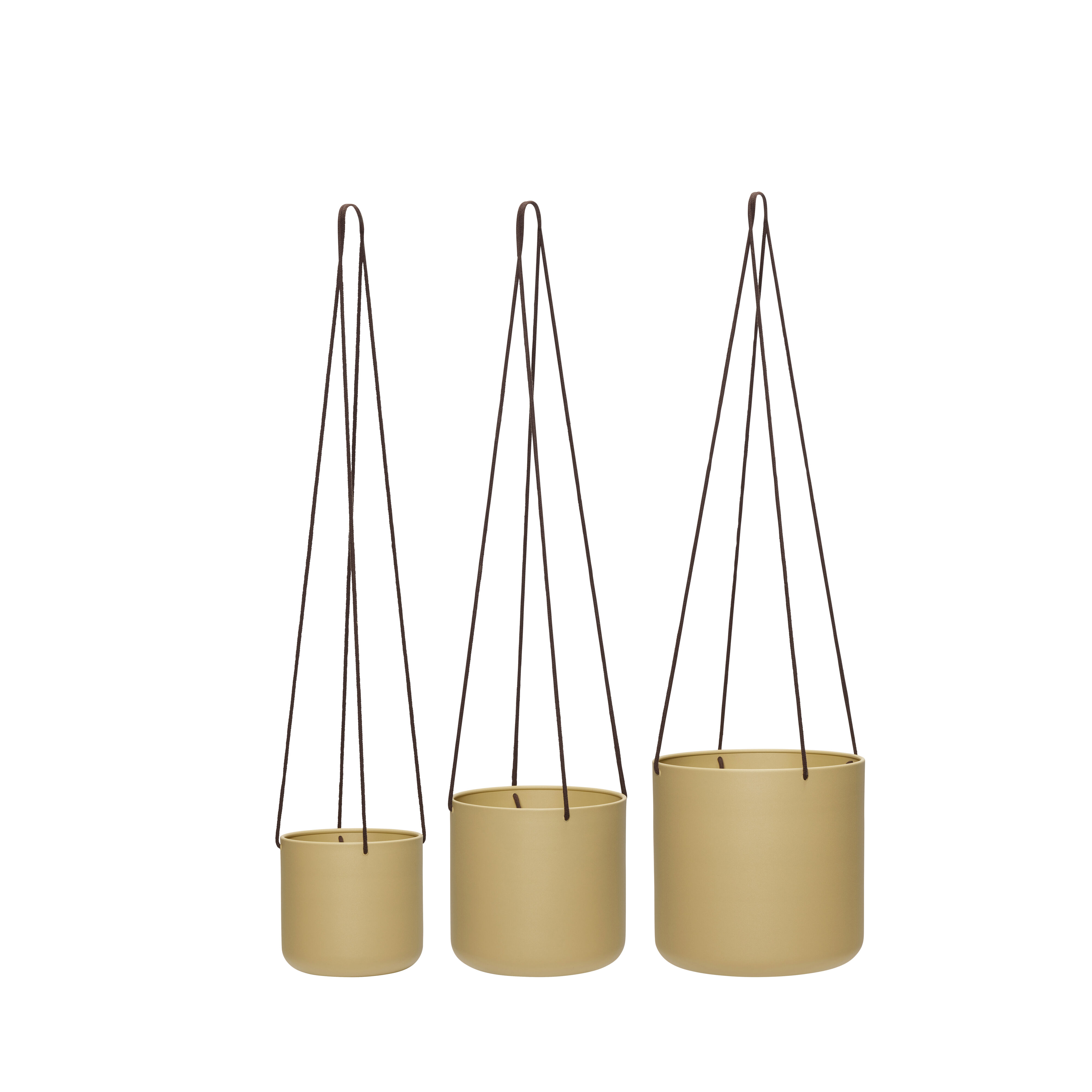 Hübsch Bloom Hängetöpfe Large Khaki (3er Set)
