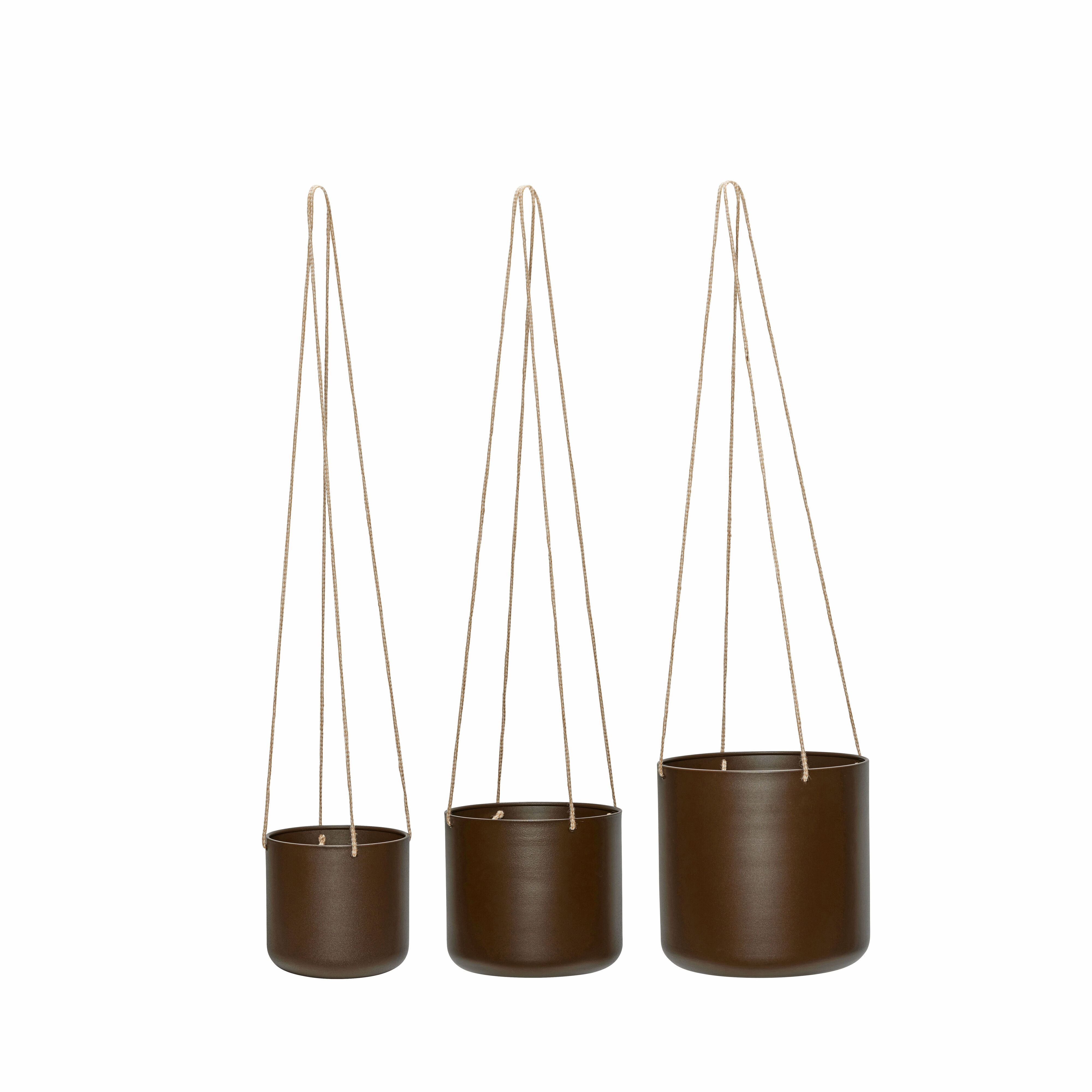 Hübsch Bloom Hängetöpfe Large Braun (3er Set)