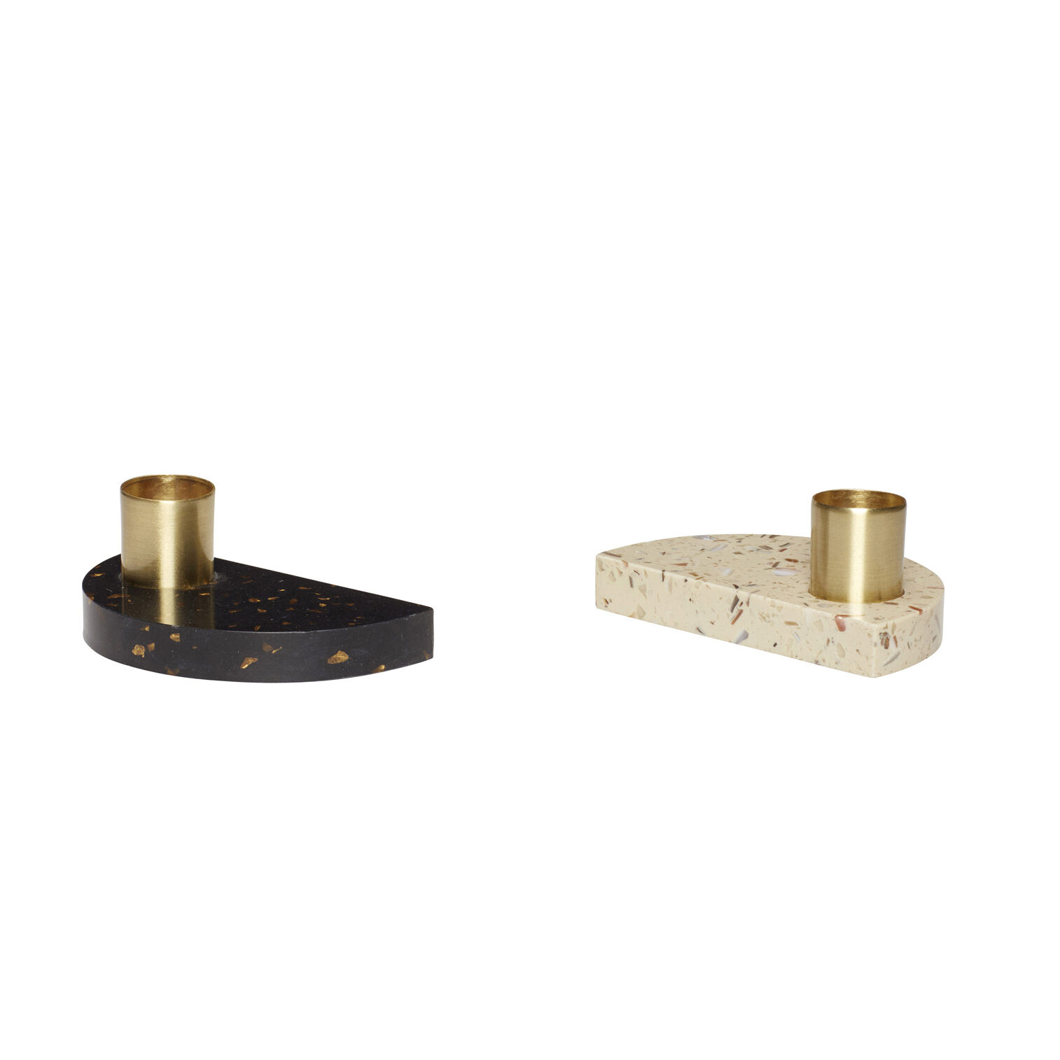 Hübsch Crescent Kerzenständer Beige/Schwarz (2er Set)